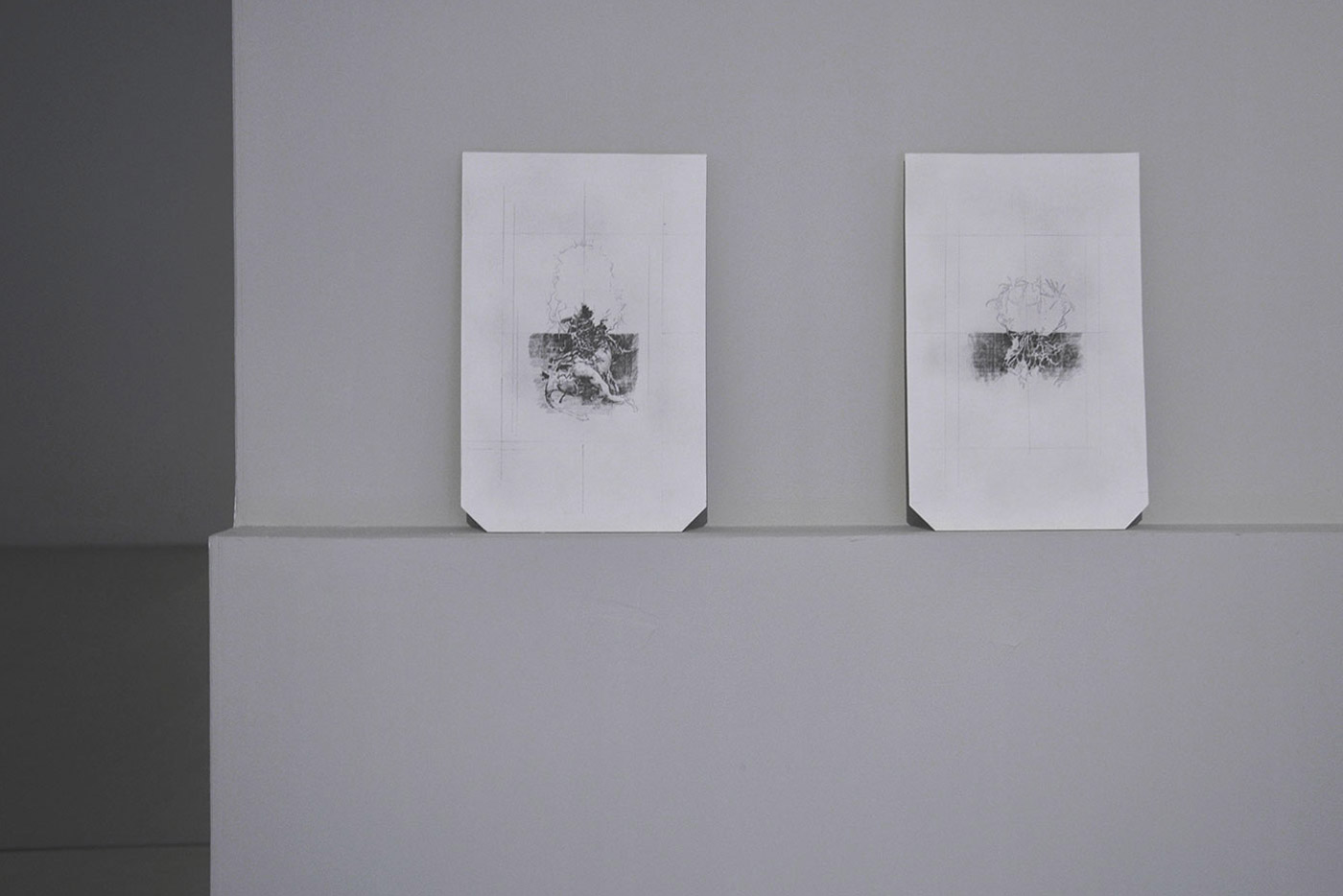 graphite on paper, wood panels, audio virtual surround. Installation view Z2O Gallery